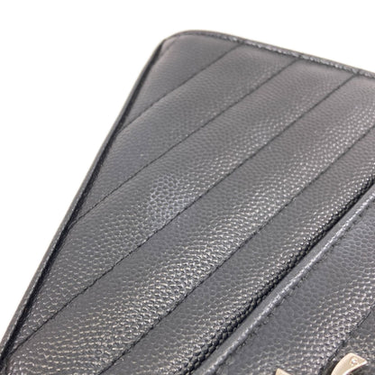 YVES SAINT LAURENT イヴ・サンローラン チェーンショルダー Vステッチ ショルダーバッグ カーフ レディース 中古