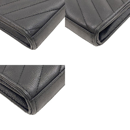YVES SAINT LAURENT イヴ・サンローラン チェーンショルダー Vステッチ ショルダーバッグ カーフ レディース 中古