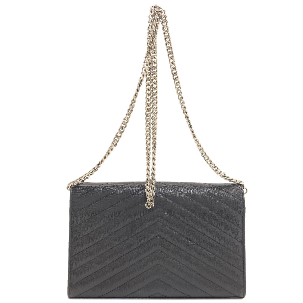 YVES SAINT LAURENT イヴ・サンローラン チェーンショルダー Vステッチ ショルダーバッグ カーフ レディース 中古