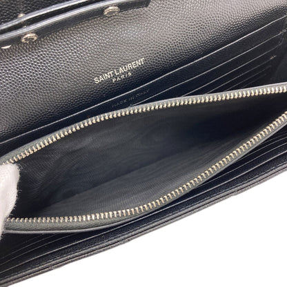YVES SAINT LAURENT イヴ・サンローラン チェーンショルダー Vステッチ ショルダーバッグ カーフ レディース 中古