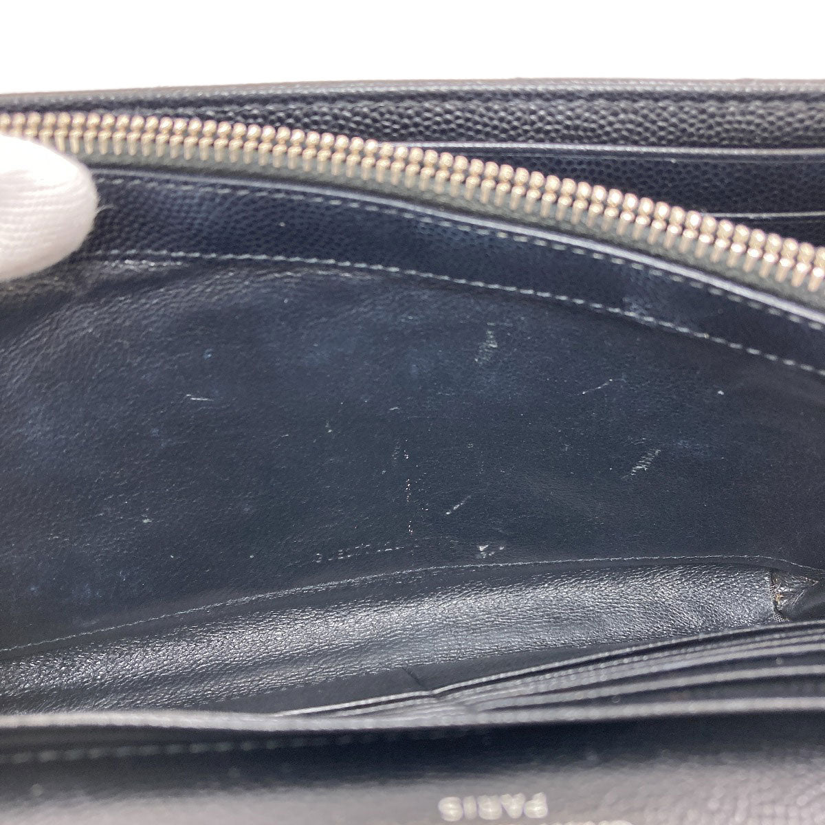 YVES SAINT LAURENT イヴ・サンローラン チェーンショルダー Vステッチ ショルダーバッグ カーフ レディース 中古
