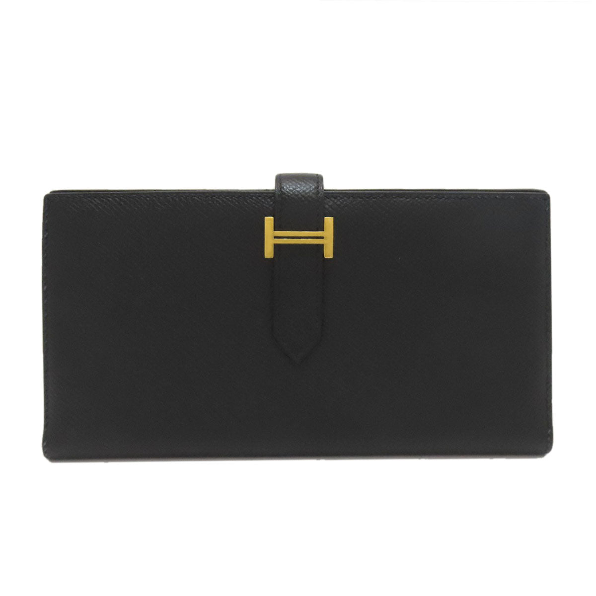 HERMESベアンスフレ 長財布　ブラック×ゴールド エルメス ベアンスフレ ゴールド金具 長財布（小銭入れあり） 中古