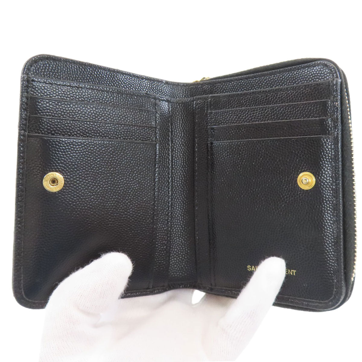 イヴ・サンローラン カサンドラ ステッチ 二つ折り財布（小銭入れあり） 中古 商品画像5
