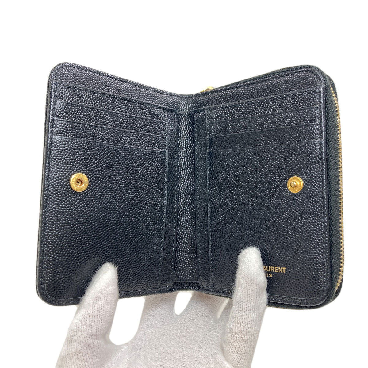 イヴ・サンローラン カサンドラ ステッチ 二つ折り財布（小銭入れあり） 中古 商品画像5