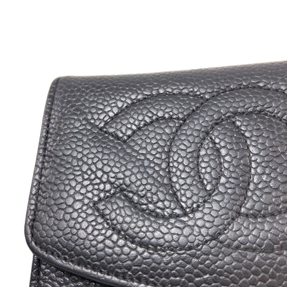CHANEL シャネル ココマーク ステッチ ゴールド金具 コインケース グレインド カーフスキン レディース 中古