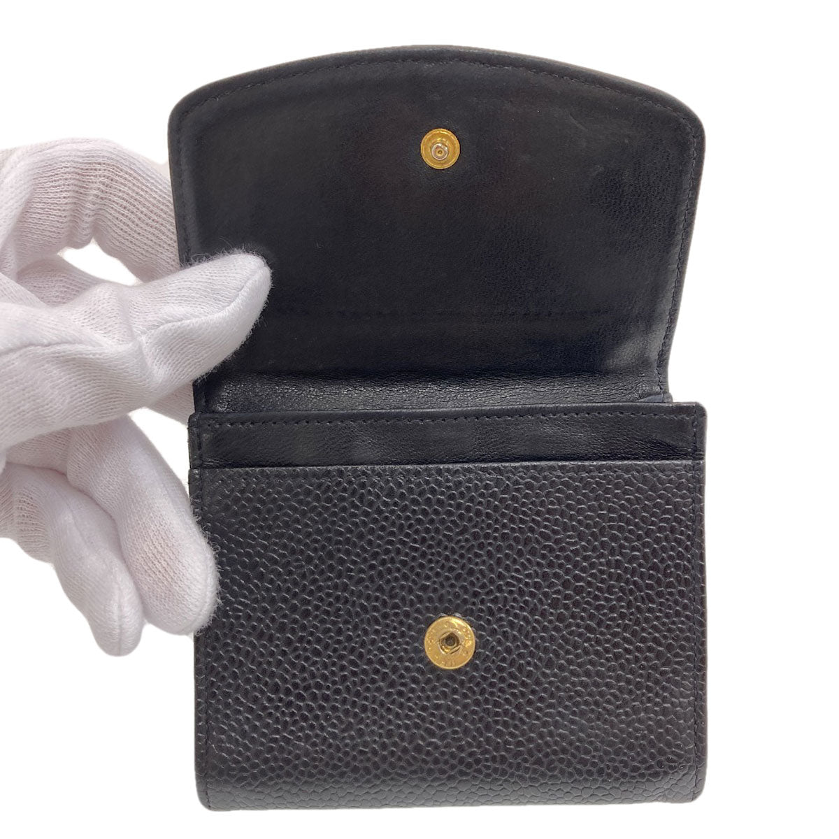 CHANEL シャネル ココマーク ステッチ ゴールド金具 コインケース グレインド カーフスキン レディース 中古