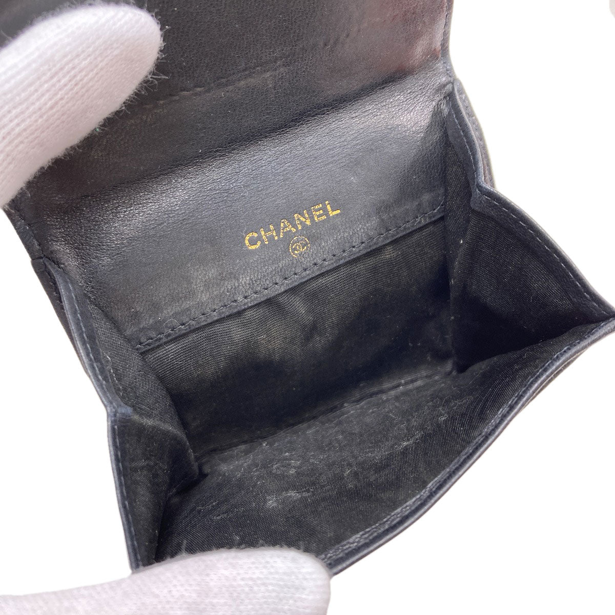 CHANEL シャネル ココマーク ステッチ ゴールド金具 コインケース グレインド カーフスキン レディース 中古