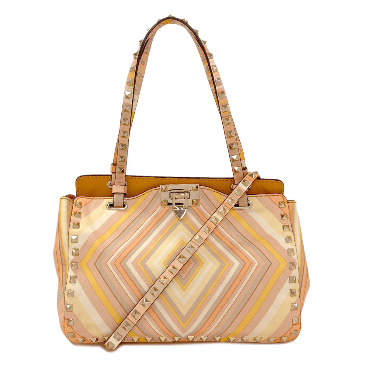 VALENTINO バレンティノ スタッズ 2WAY ハンドバッグ レザー レディース 中古