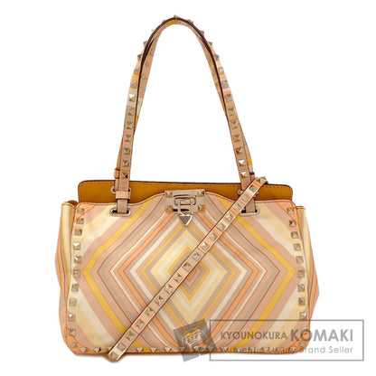 VALENTINO バレンティノ スタッズ 2WAY ハンドバッグ レザー レディース 中古