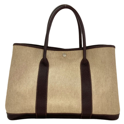HERMES エルメス ガーデンパーティPM マロン シルバー金具 トートバッグ トワルアッシュ レディース 中古