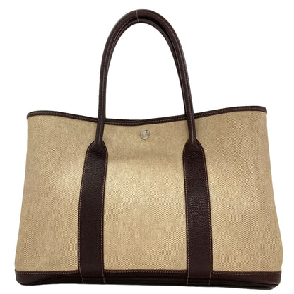 HERMES エルメス ガーデンパーティPM マロン シルバー金具 トートバッグ トワルアッシュ レディース 中古