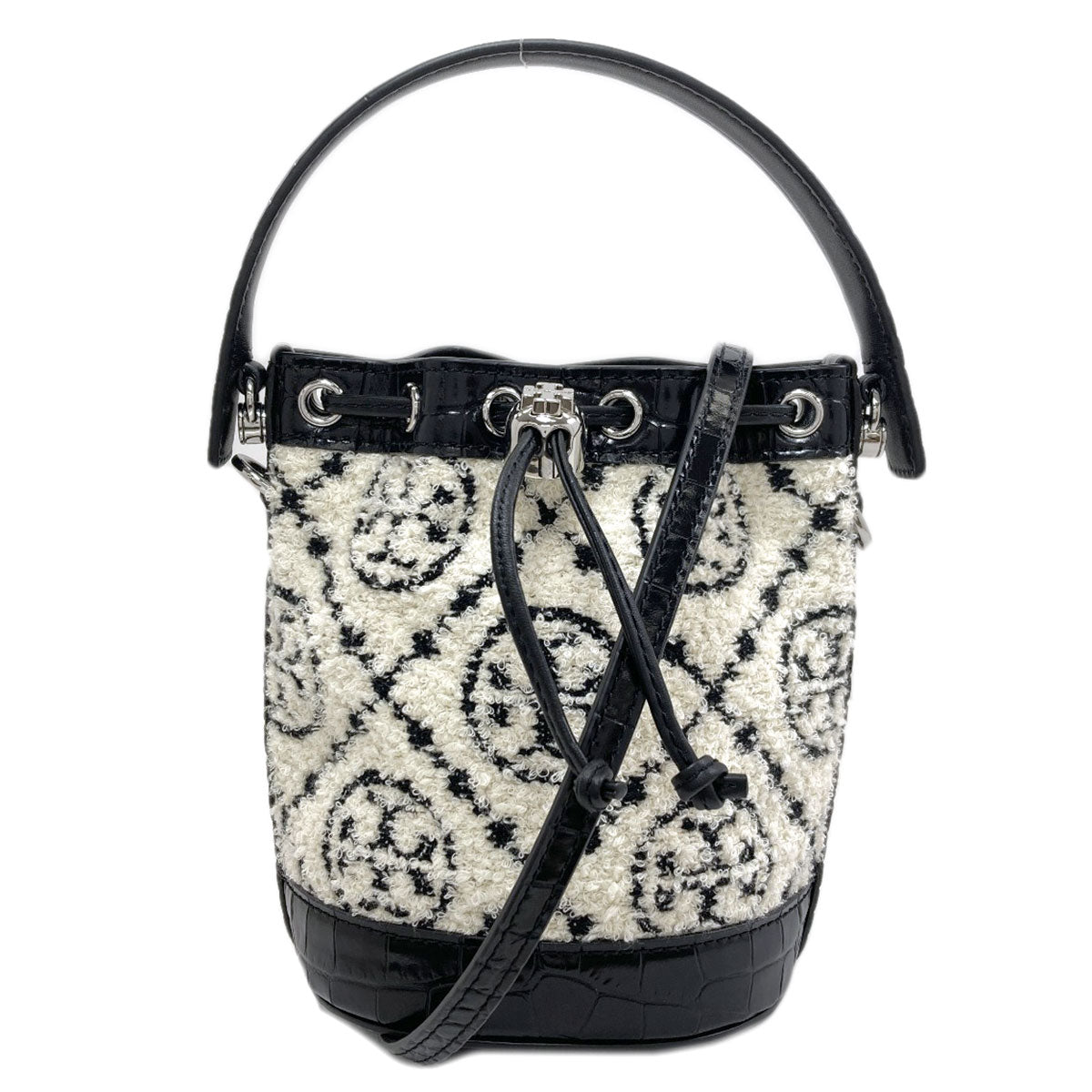 Tory Burch トリーバーチ ブークレ ミニバケット 2WAY ハンドバッグ パイル レディース 中古