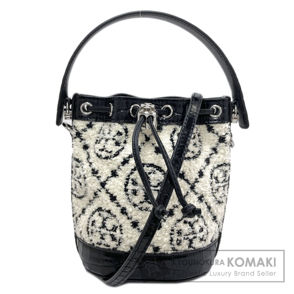 Tory Burch トリーバーチ ブークレ ミニバケット 2WAY ハンドバッグ パイル レディース 中古