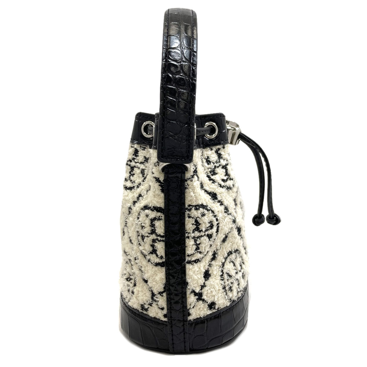 Tory Burch トリーバーチ ブークレ ミニバケット 2WAY ハンドバッグ パイル レディース 中古