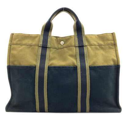 HERMES エルメス サックフールトゥMM ハンドバッグ キャンバス レディース 中古