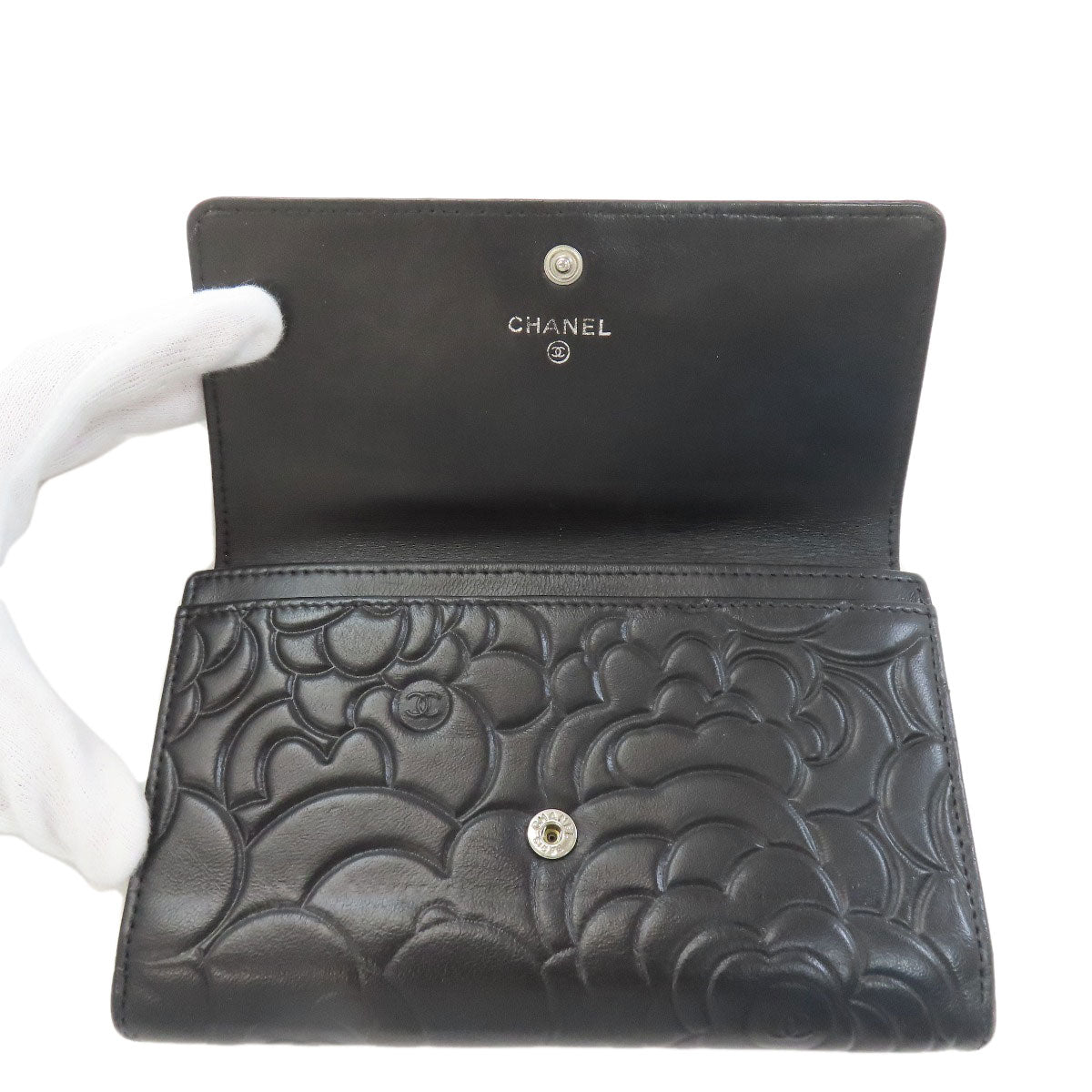 シャネル カメリア シルバー金具 長財布（小銭入れあり） 中古 商品画像5