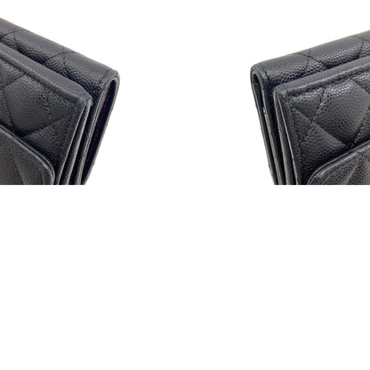 CHANEL シャネル ココマーク マトラッセ ゴールド金具 二つ折り財布（小銭入れあり） グレインド カーフスキン レディース 中古