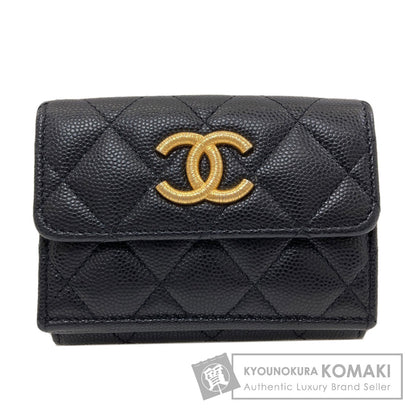 CHANEL シャネル ココマーク マトラッセ ゴールド金具 二つ折り財布（小銭入れあり） グレインド カーフスキン レディース 中古