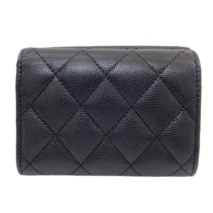 CHANEL シャネル ココマーク マトラッセ ゴールド金具 二つ折り財布（小銭入れあり） グレインド カーフスキン レディース 中古