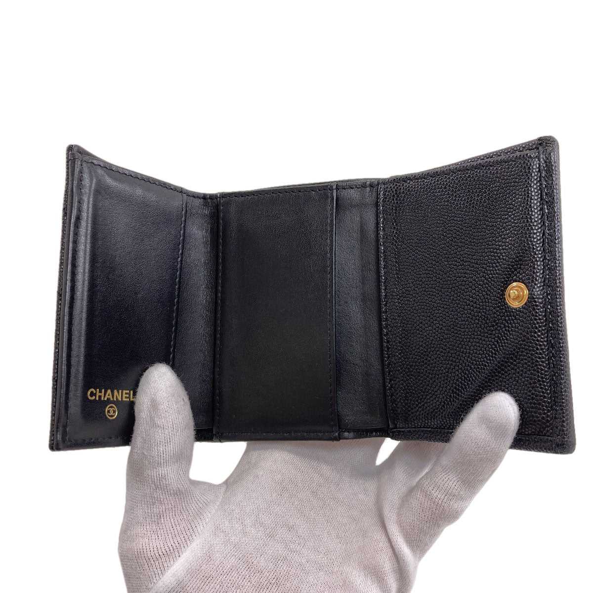 CHANEL シャネル ココマーク マトラッセ ゴールド金具 二つ折り財布（小銭入れあり） グレインド カーフスキン レディース 中古
