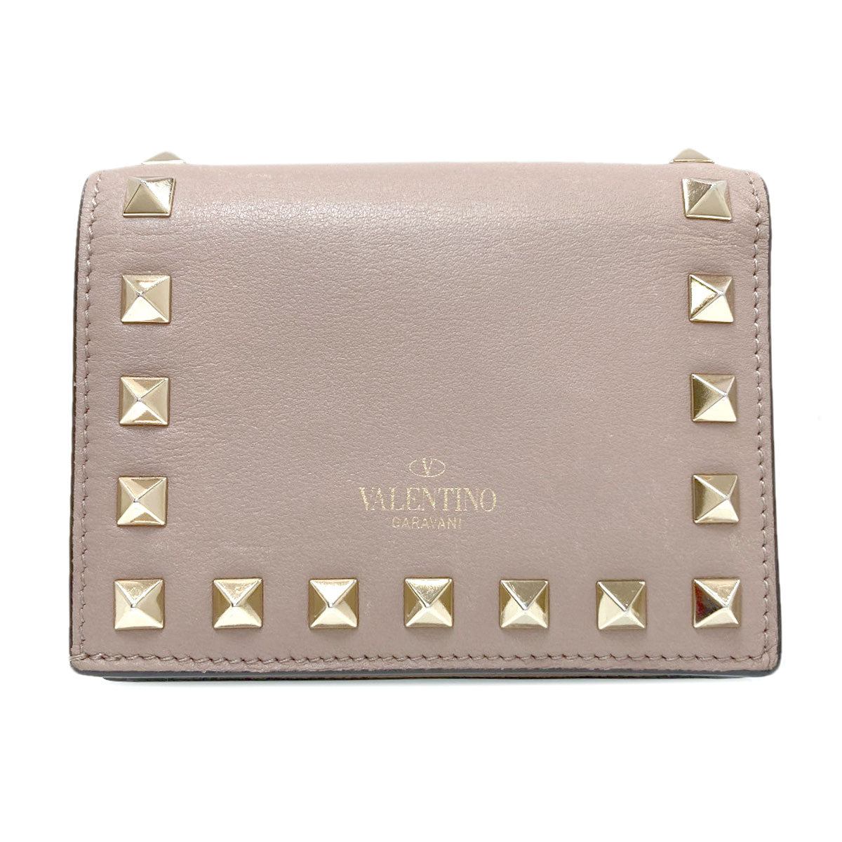 VALENTINO バレンティノ ロックスタッズ 二つ折り財布（小銭入れあり） レザー レディース 中古