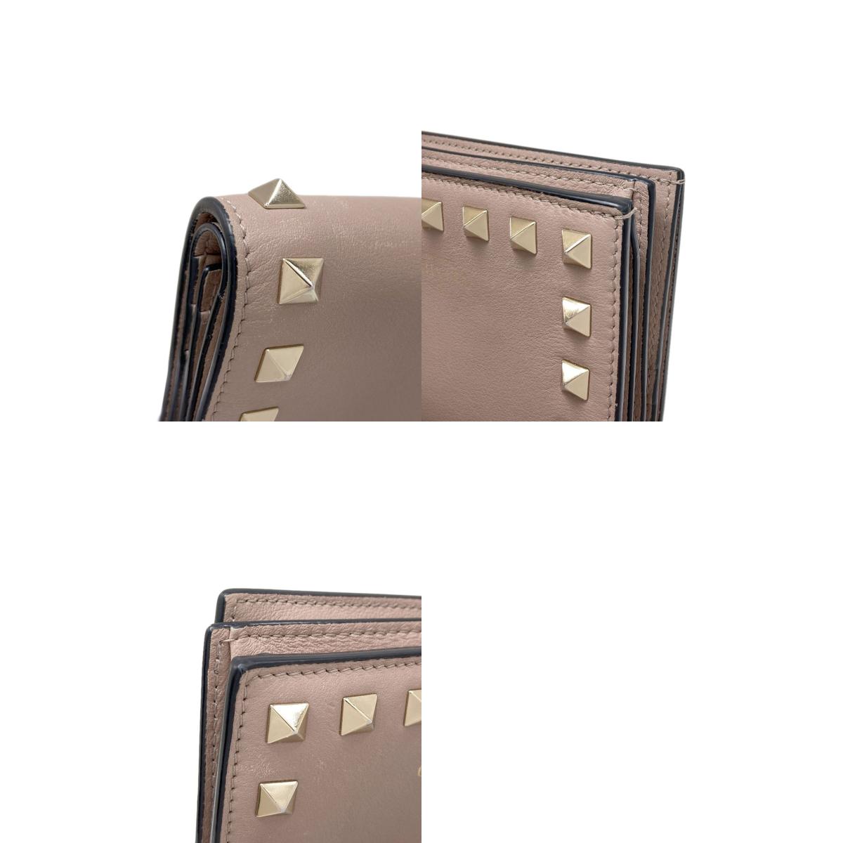 VALENTINO バレンティノ ロックスタッズ 二つ折り財布（小銭入れあり） レザー レディース 中古