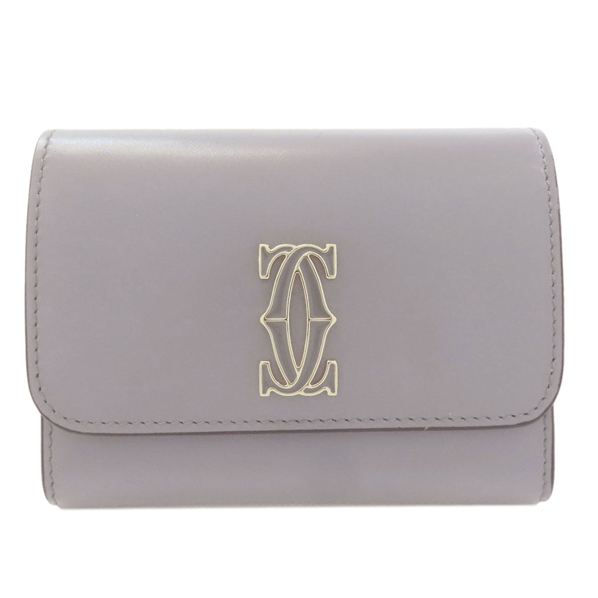 CARTIER カルティエ ドゥーブルC ドゥ カルティエ コンパクトウォレット 二つ折り財布（小銭入れあり） レザー レディース 中古