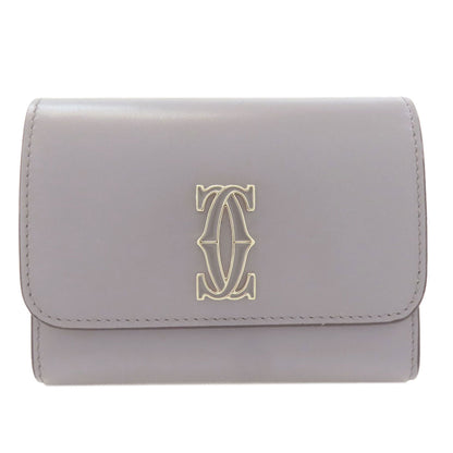 CARTIER カルティエ ドゥーブルC ドゥ カルティエ コンパクトウォレット 二つ折り財布（小銭入れあり） レザー レディース 中古