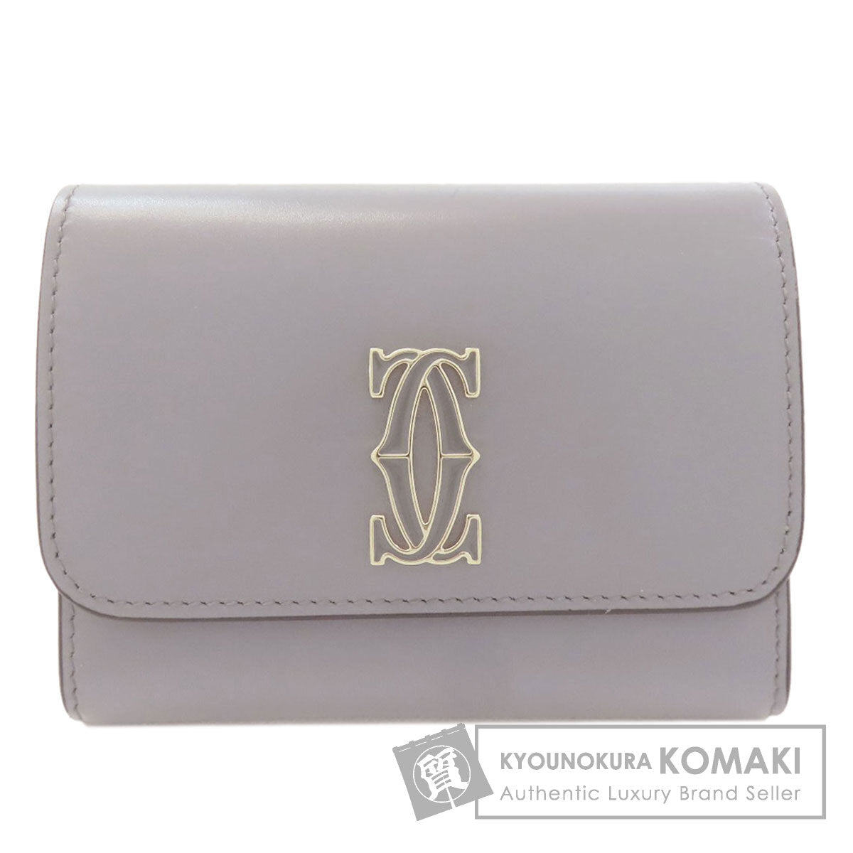 CARTIER カルティエ ドゥーブルC ドゥ カルティエ コンパクトウォレット 二つ折り財布（小銭入れあり） レザー レディース 中古