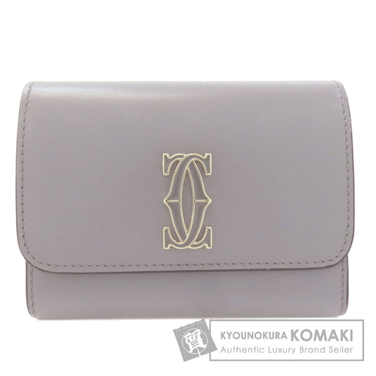 CARTIER カルティエ ドゥーブルC ドゥ カルティエ コンパクトウォレット 二つ折り財布（小銭入れあり） レザー レディース 中古