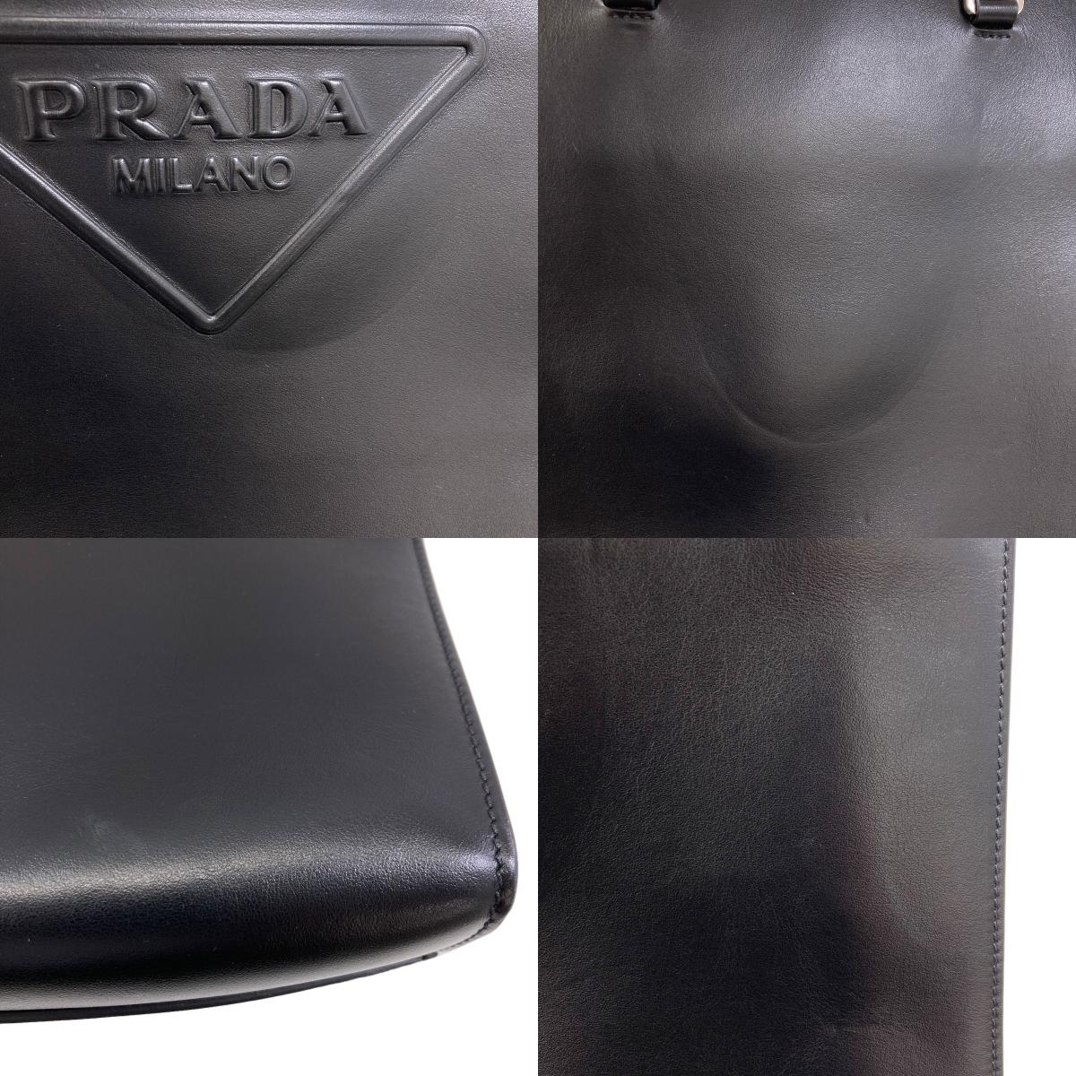 PRADA プラダ ロゴ ハンドバッグ カーフ レディース 中古