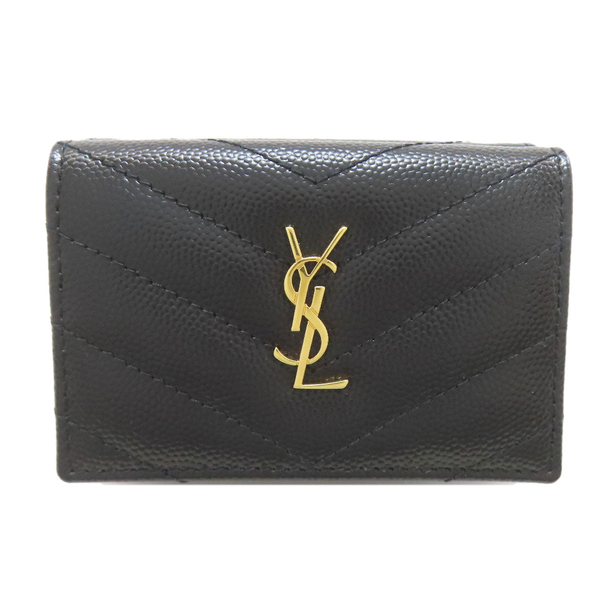 イヴ・サンローラン Vステッチ カサンドラ 三つ折り財布（小銭入れあり） 中古 商品画像2