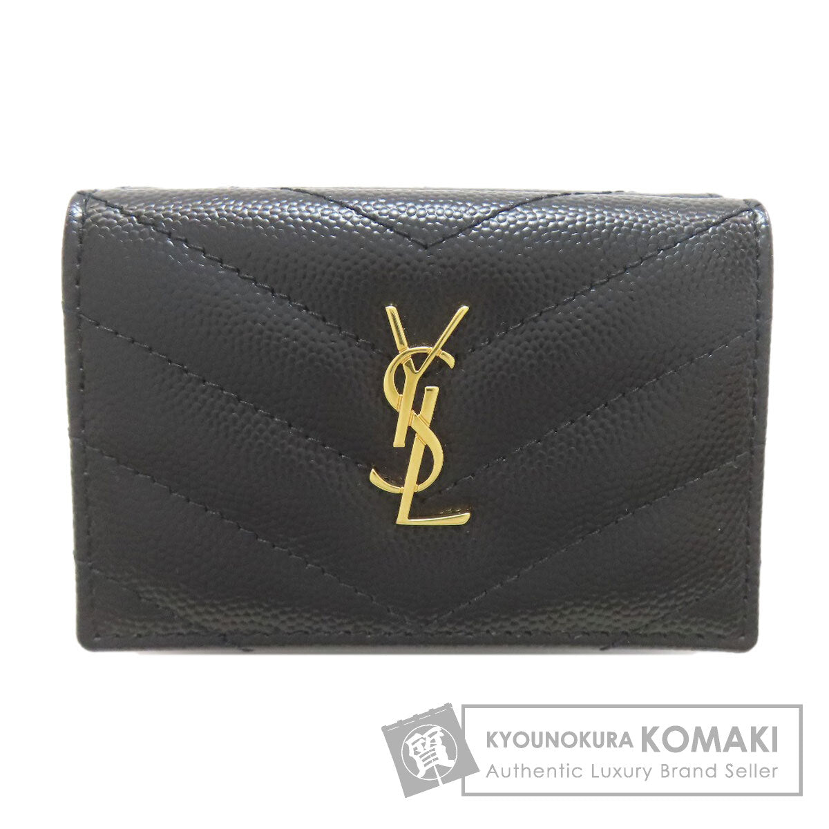イヴ・サンローラン Vステッチ カサンドラ 三つ折り財布（小銭入れあり） 中古 商品画像1