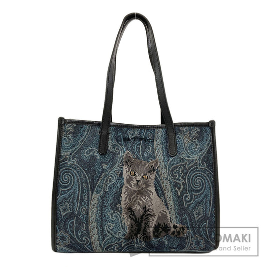 エトロ ペイズリー柄 キャット 刺繍 トートバッグ 中古 商品画像1