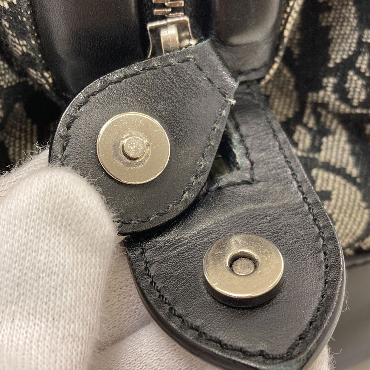 CHRISTIAN DIOR クリスチャンディオール トロッター柄 ハンドバッグ キャンバス レディース 中古
