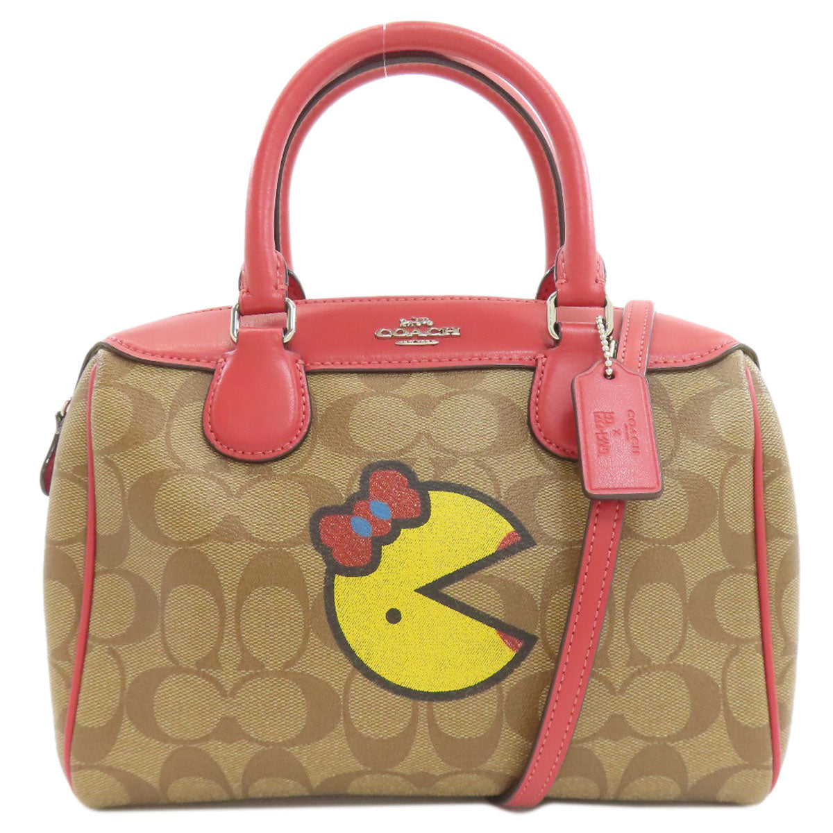 COACH コーチ F73670 パックマンコラボ シグネチャー 2WAY ハンドバッグ PVC レディース 中古