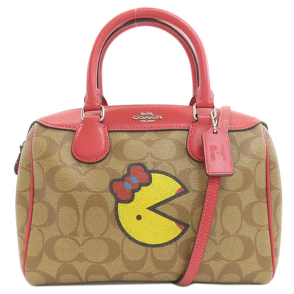 COACH コーチ F73670 パックマンコラボ シグネチャー 2WAY ハンドバッグ PVC レディース 中古