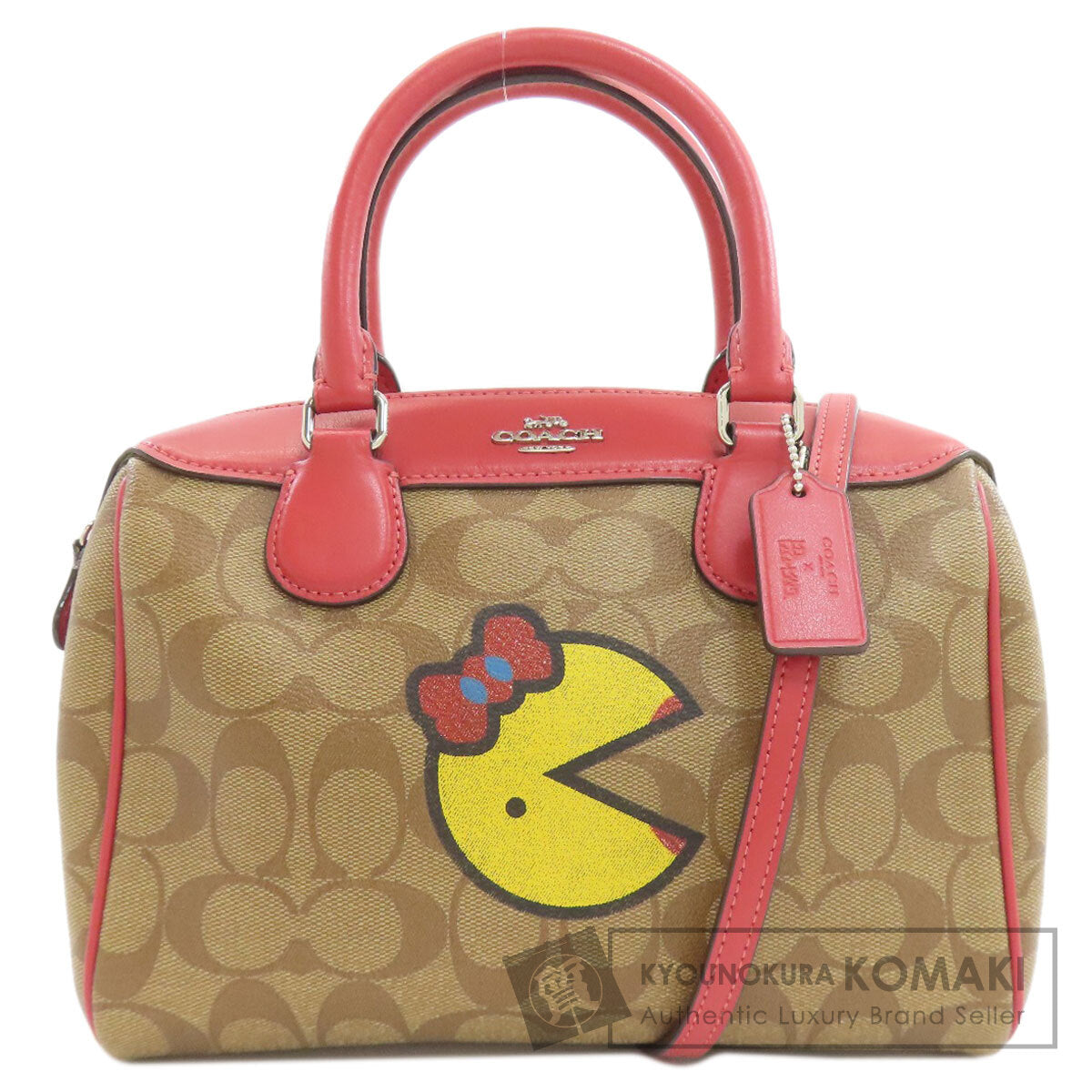 COACH コーチ F73670 パックマンコラボ シグネチャー 2WAY ハンドバッグ PVC レディース 中古