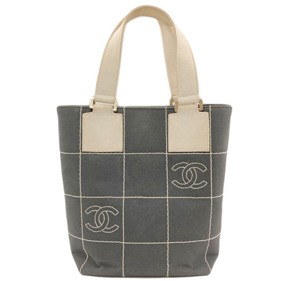CHANEL シャネル チョコバー ゴールド金具 ハンドバッグ キャンバス レディース 中古