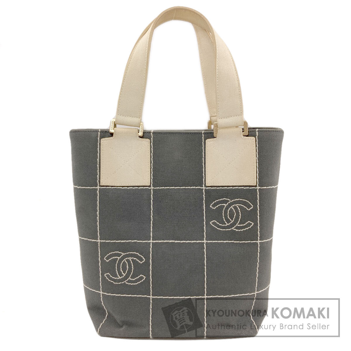 CHANEL シャネル チョコバー ゴールド金具 ハンドバッグ キャンバス レディース 中古