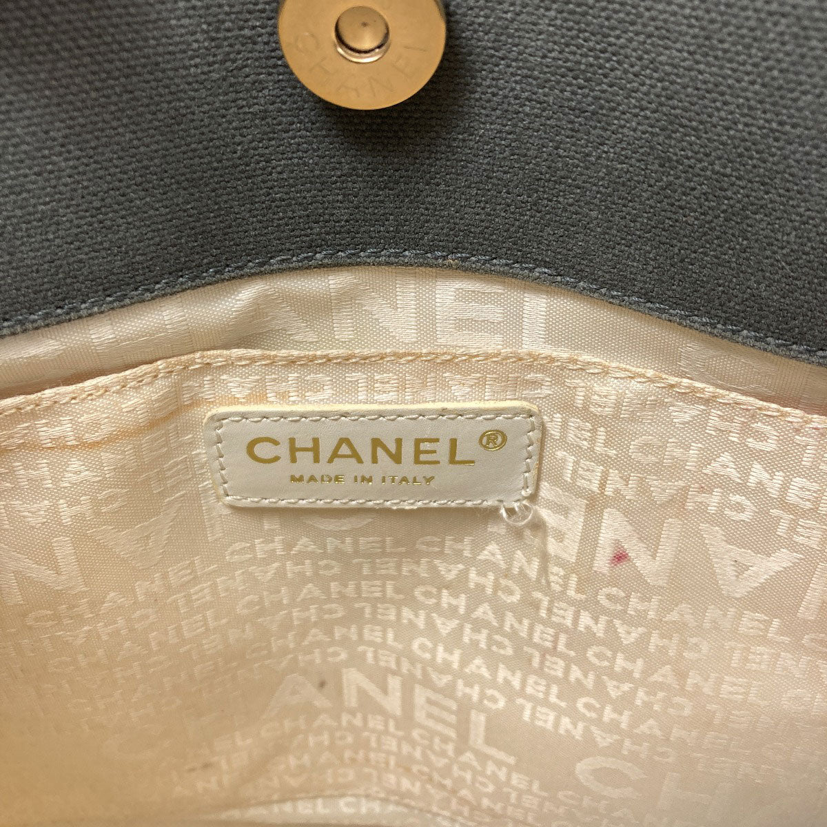 CHANEL シャネル チョコバー ゴールド金具 ハンドバッグ キャンバス レディース 中古