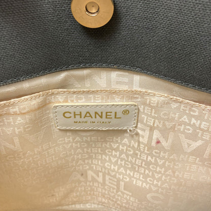 CHANEL シャネル チョコバー ゴールド金具 ハンドバッグ キャンバス レディース 中古