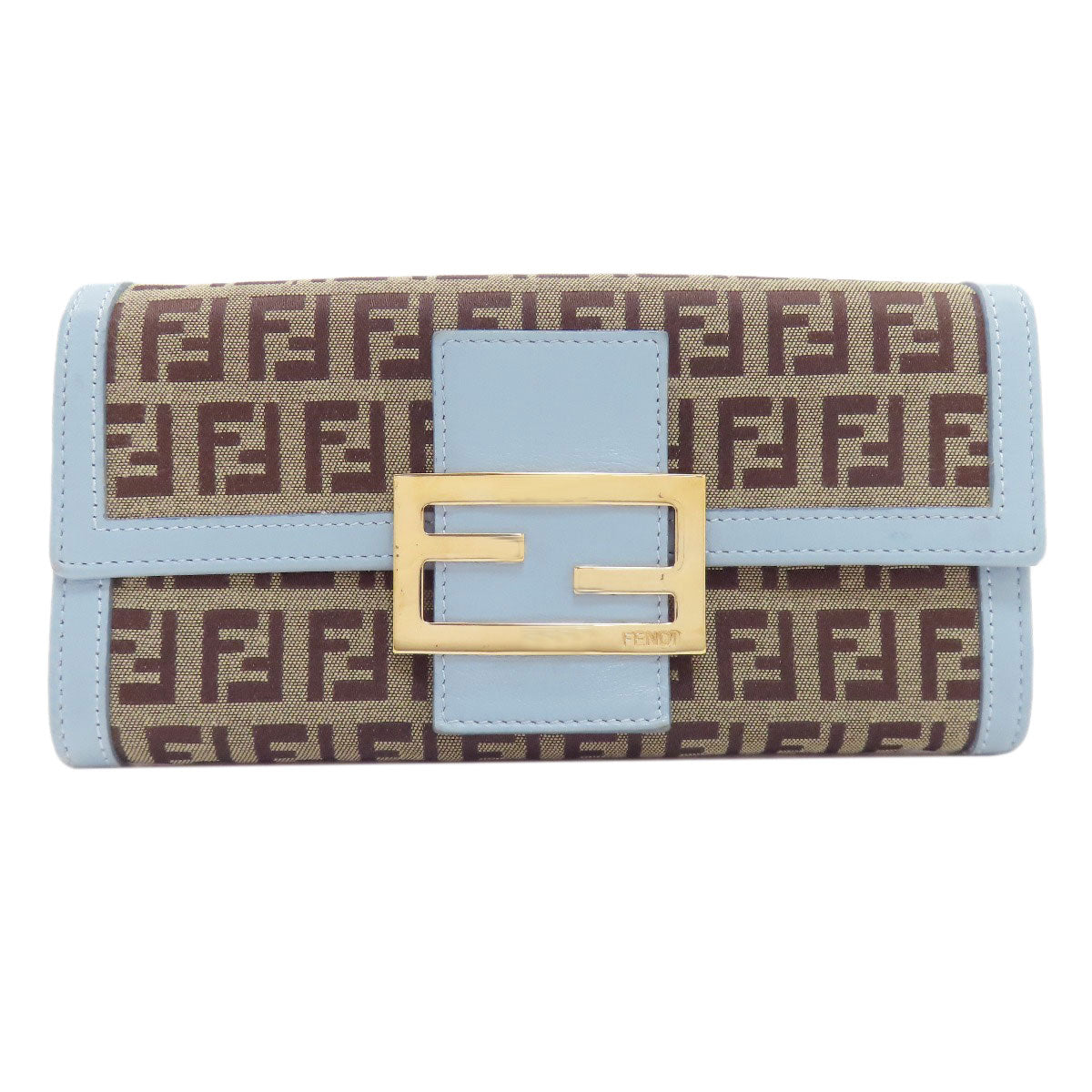 FENDI ズッキーノ マンマ 長財布 二つ折り 小銭入れ レザー ベージュ 紺 フェンディ ズッキーノ柄 長財布（小銭入れあり） 中古 | 京の蔵小牧