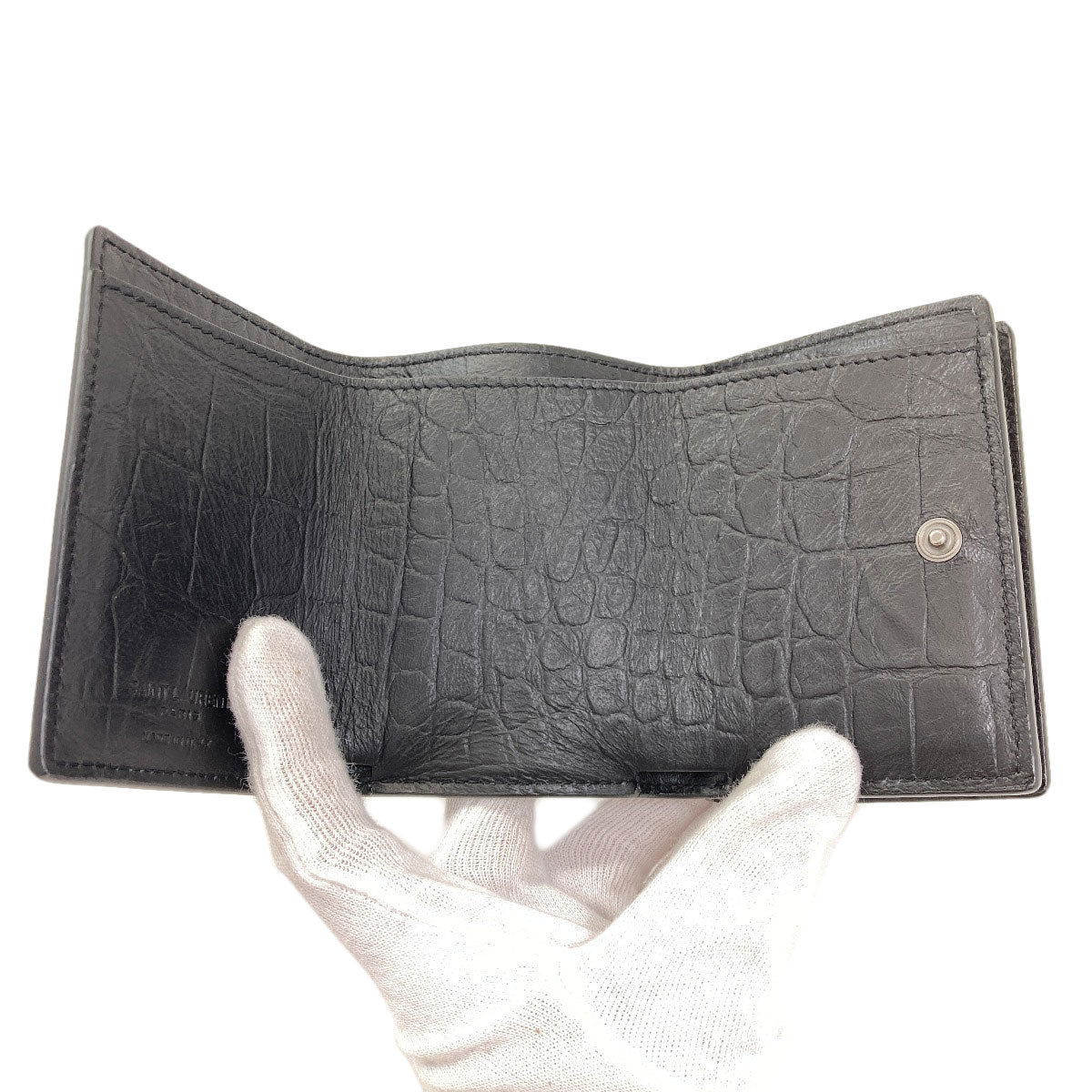 サンローラン 型押し ロゴ 二つ折り財布（小銭入れあり） 中古 商品画像5