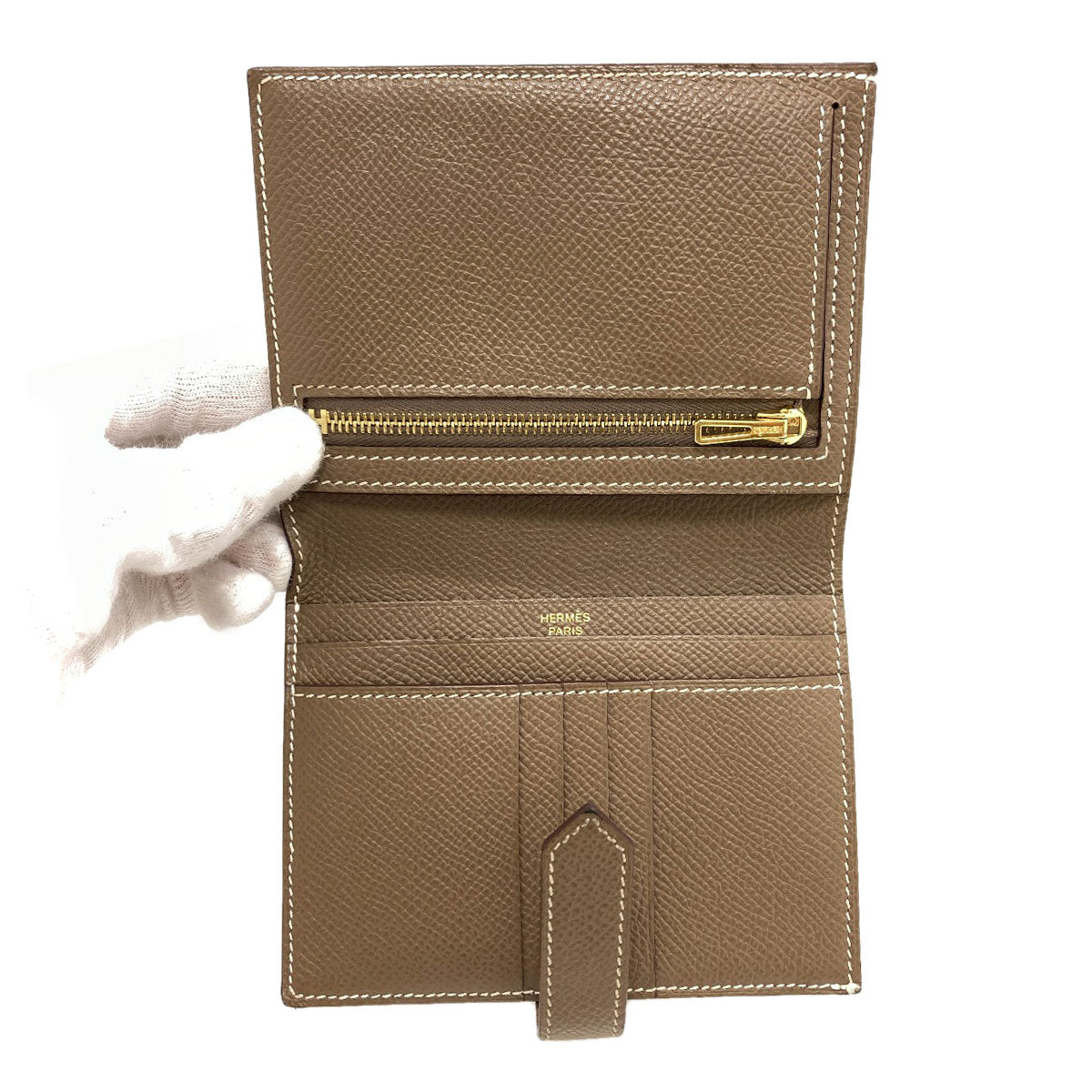 エルメス ベアンコンパクト エトープ ゴールド金具 二つ折り財布（小銭入れあり） 中古 商品画像5