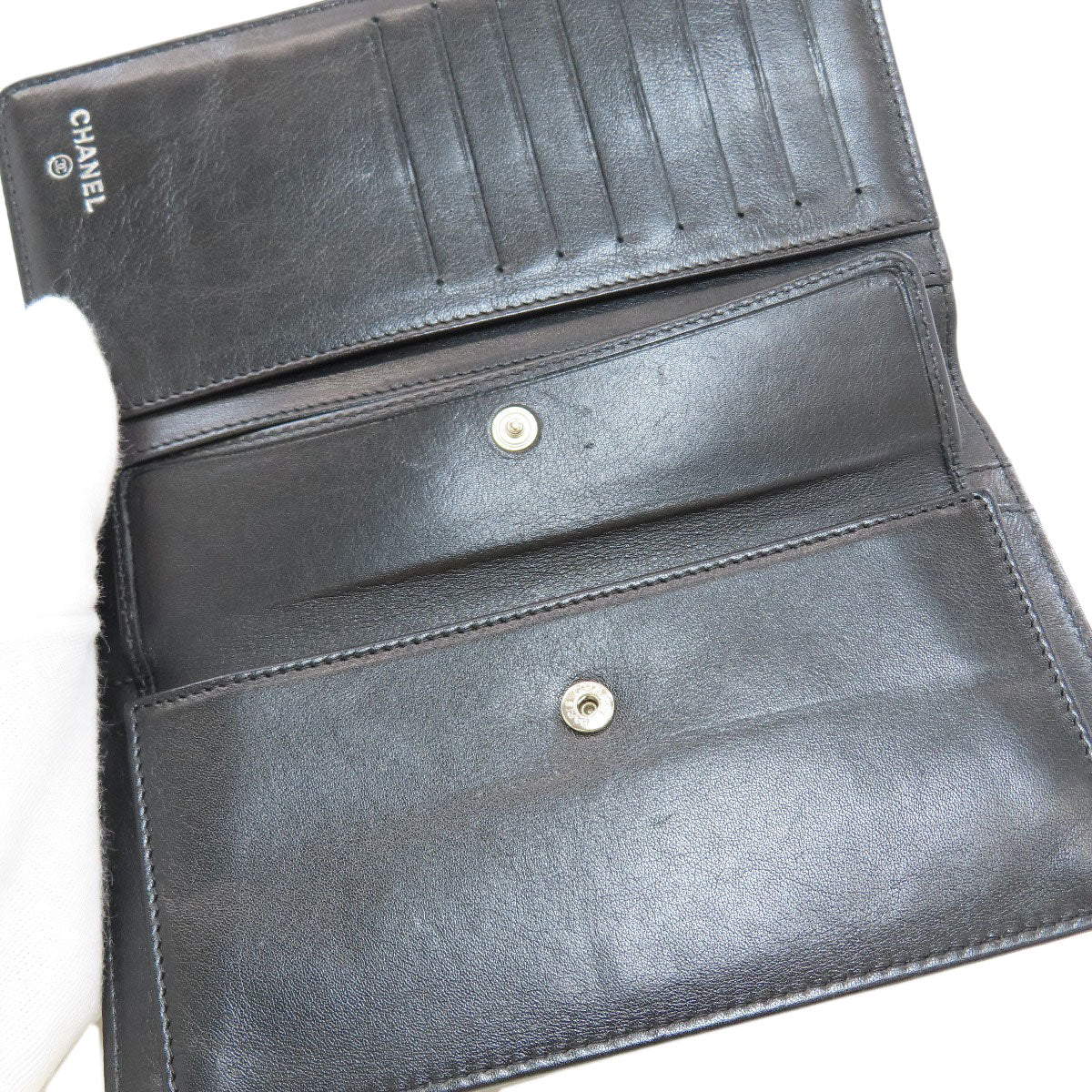 シャネル ココマーク スタッズ シルバー金具 長財布（小銭入れあり） 中古 商品画像10