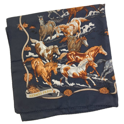 エルメス カレ90 LES MUSTANNGS 野生馬 スカーフ 中古 商品画像3