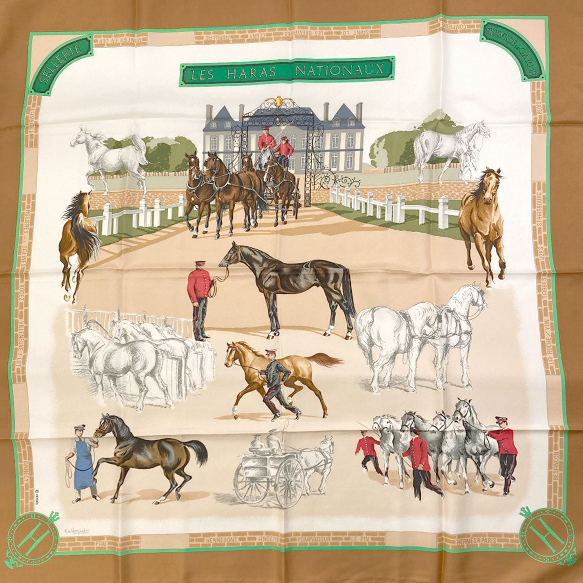 エルメス カレ90 LES HARAS NATIONAUX 国立種馬飼育場 スカーフ 中古 商品画像4