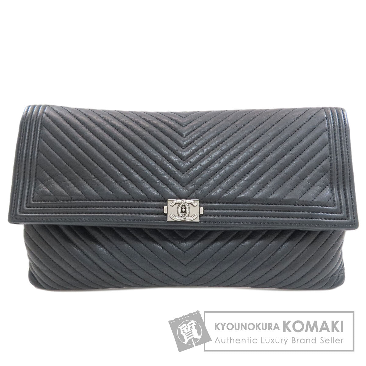 シャネル ボーイシャネル Vステッチ シルバー金具 クラッチバッグ 中古 商品画像1