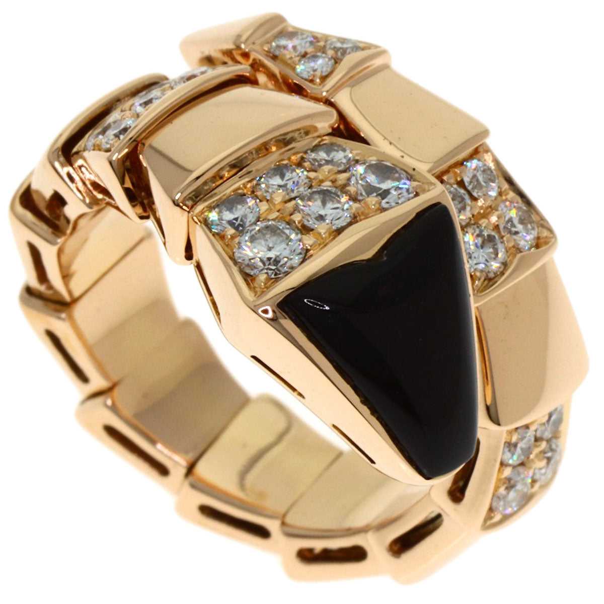 BVLGARI ブルガリ セルペンティ オニキス ダイヤモンド Sサイズ リング・指輪 K18PG レディース 中古